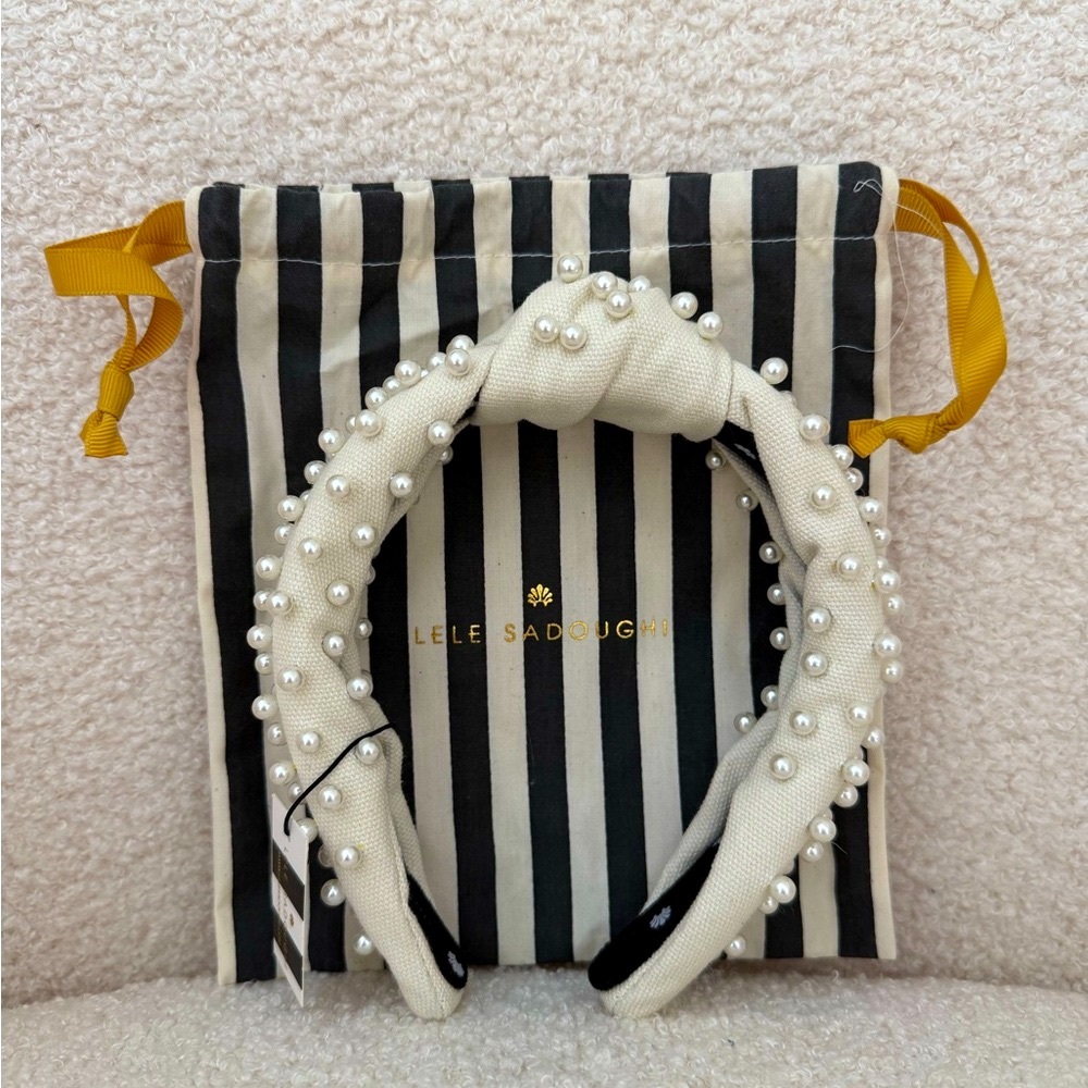 Lele Sadoughi Woven Pearl Knotted Headband